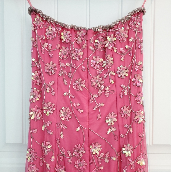 Sean Collection Pink Floral Iridescent Sequin Gown - Picture 8 of 9